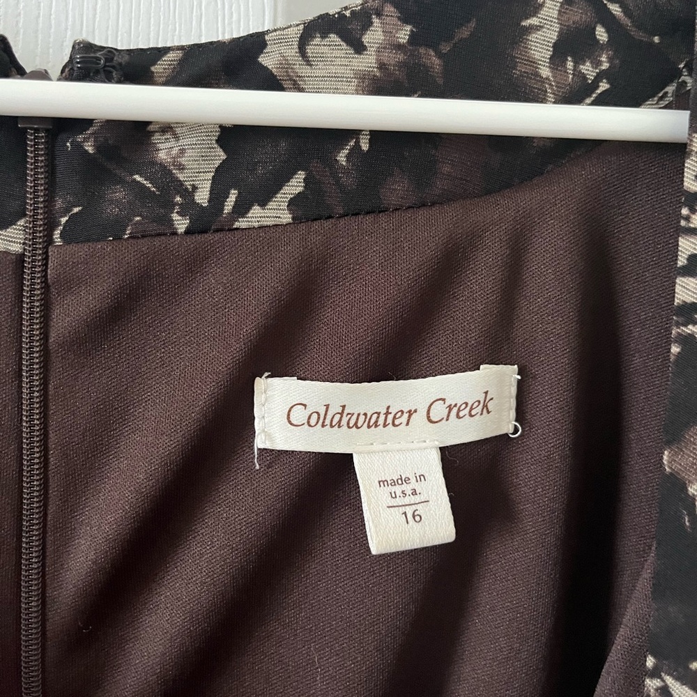 Coldwater Creek Black Midi Dress with Brown-Cream Print Bodice - Picture 8 of 8